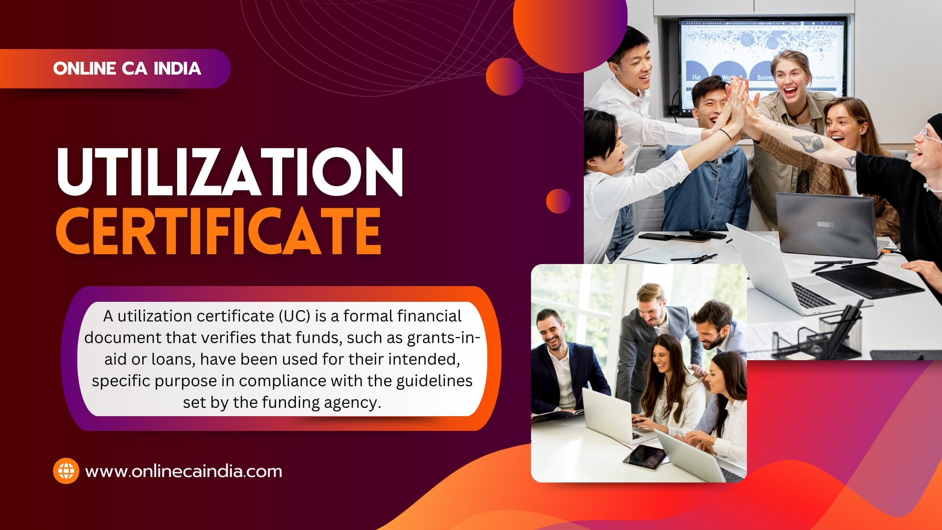 Utilization Certificate of various grants being discharged by Govt. of India to NGOs, Statutory Bodies, Autonomous Bodies, and charitable organizations.