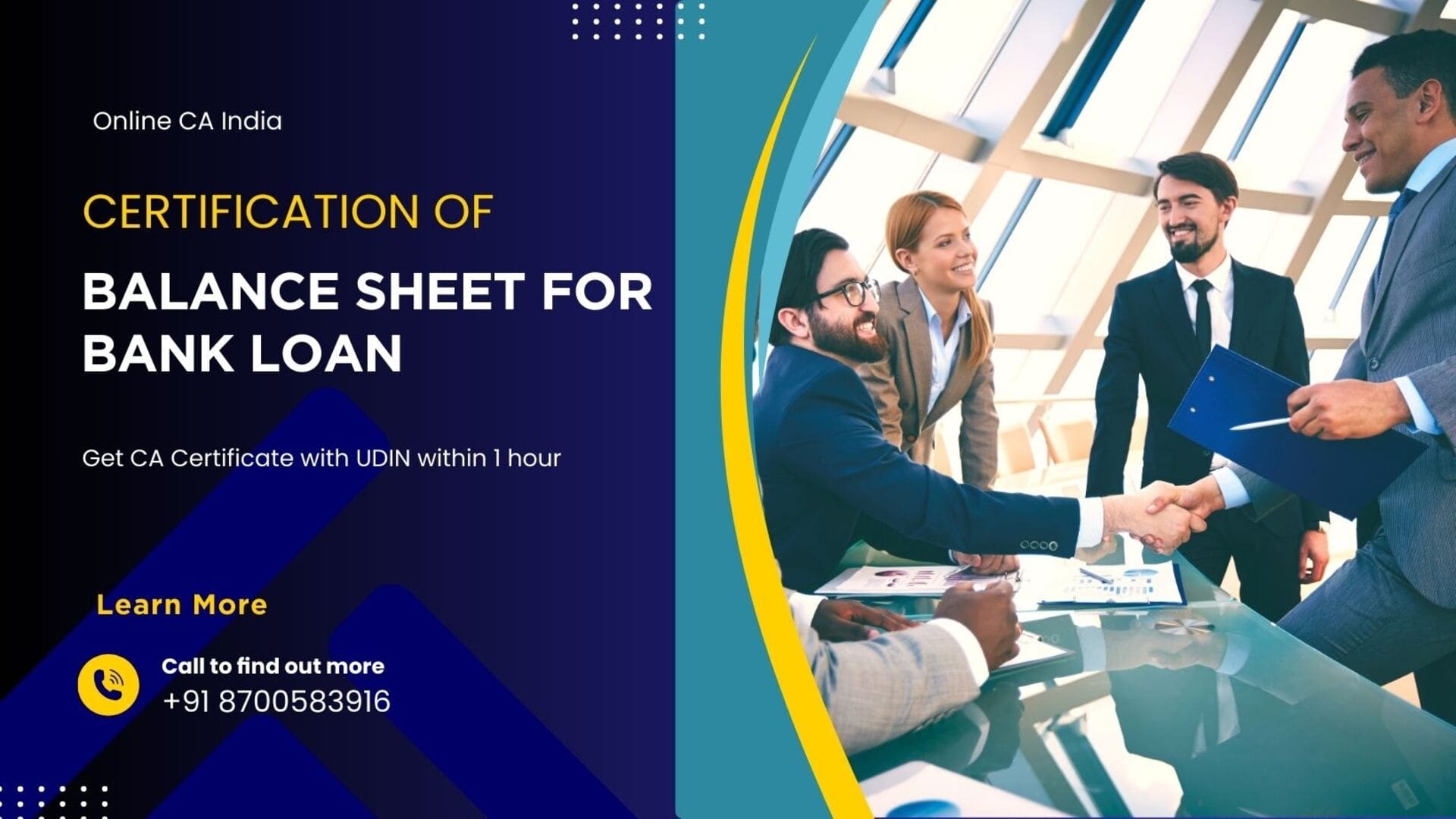 CA Certified Balance Sheet with UDIN for Bank Loan